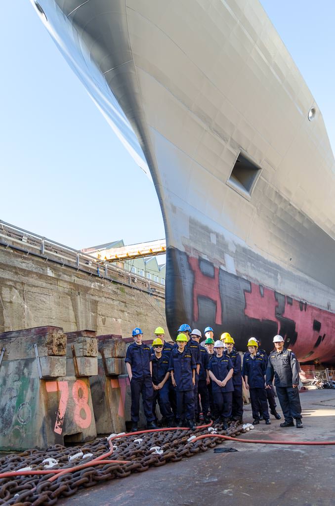 Navy cadets at a ship